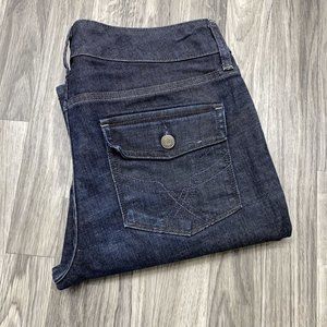 BOWERY Flare Stretch Curvy Mid Rise Blue Denim Jeans Women's Size 8 R